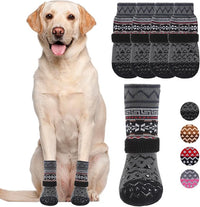 KOOLTAIL Dog Socks to Prevent Licking Paws for Hardwood Floors Anti Slip, Winter Warm Pet Boots&Paw Protector with Grippers, Double Sides Dog Shoes Booties for Small Medium Large Senior Dogs Grey XL