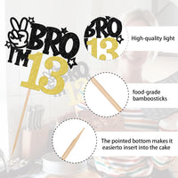 1 PCS Brother I'm 7 Cake Topper Glitter Star Happy 7th Birthday Cake - Gold 13th - image 3