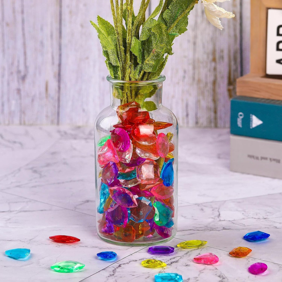MARFOREVER 150 colorful acrylic pirate treasure gems with gunny bag - view 10