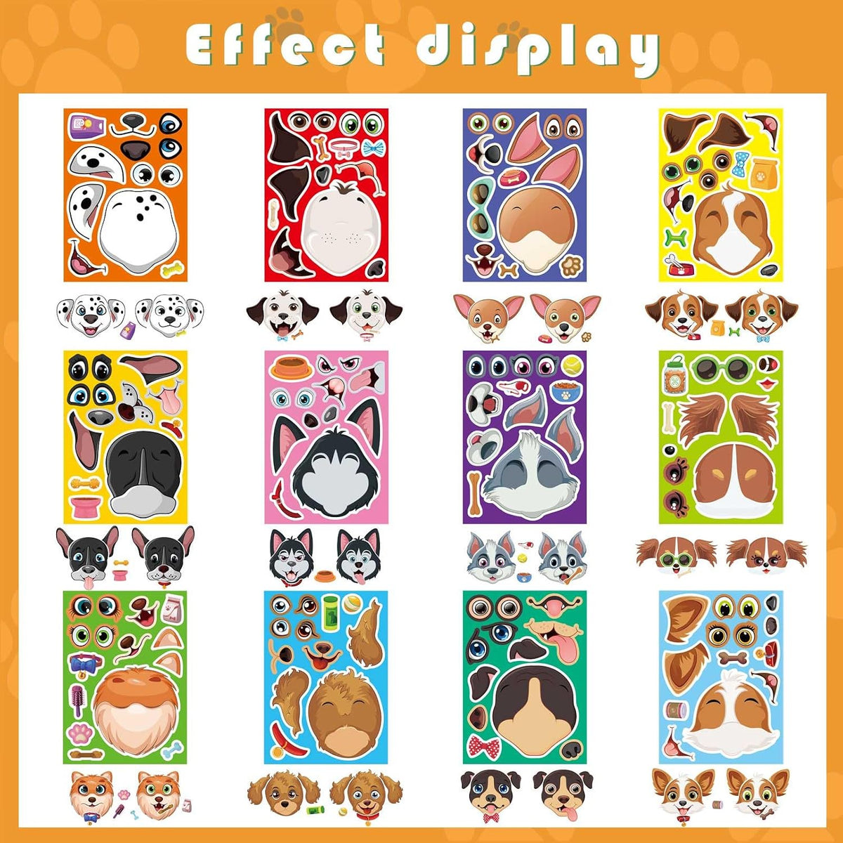 48PCS Halloween Make-a-face Stickers Halloween Characters Stickers - Dog - image 2