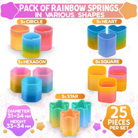 DIMROM mini spring toys in rainbow colors shaped like hearts, stars, circles, squares and hexagons - view 2