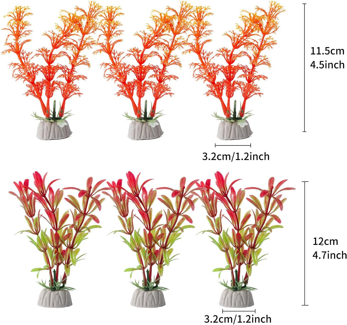COMSUN 10 Pack Artificial Aquarium Plants - Red / 25 - image 3