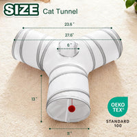 Love's cabin Cat Tunnel for Indoor Cats - White&Light Grey / S (23.6"x13"x11") - image 2