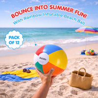 12-Pack 12“ Beach Balls - Bulk Classic Beachball Inflatable Swimming Pool Toys for Games Adults - Rainbow - image 2
