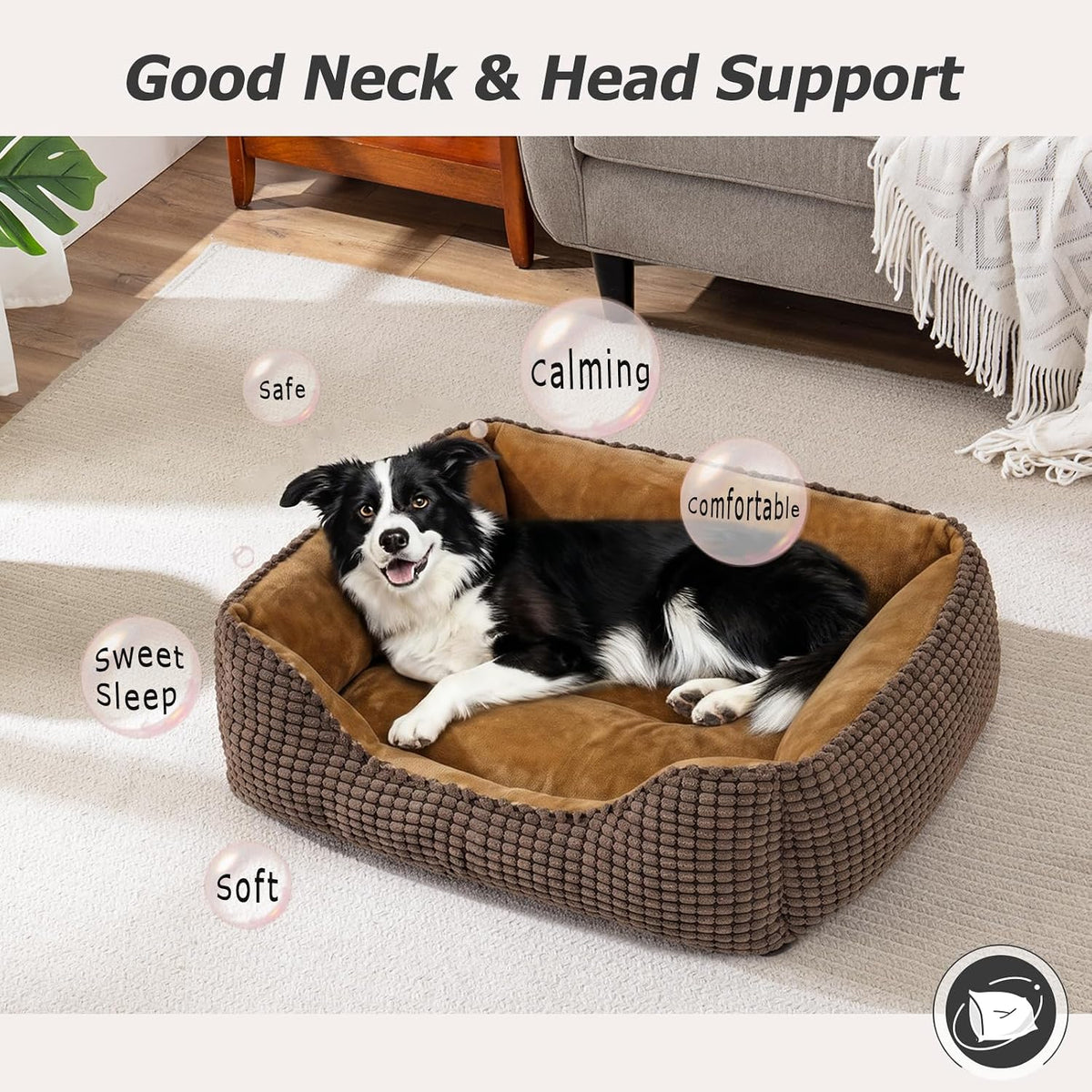 MIXJOY Dog Bed for Large Medium Small Dogs - Coffee / L(30’’x 24’’x 9’’) - image 2