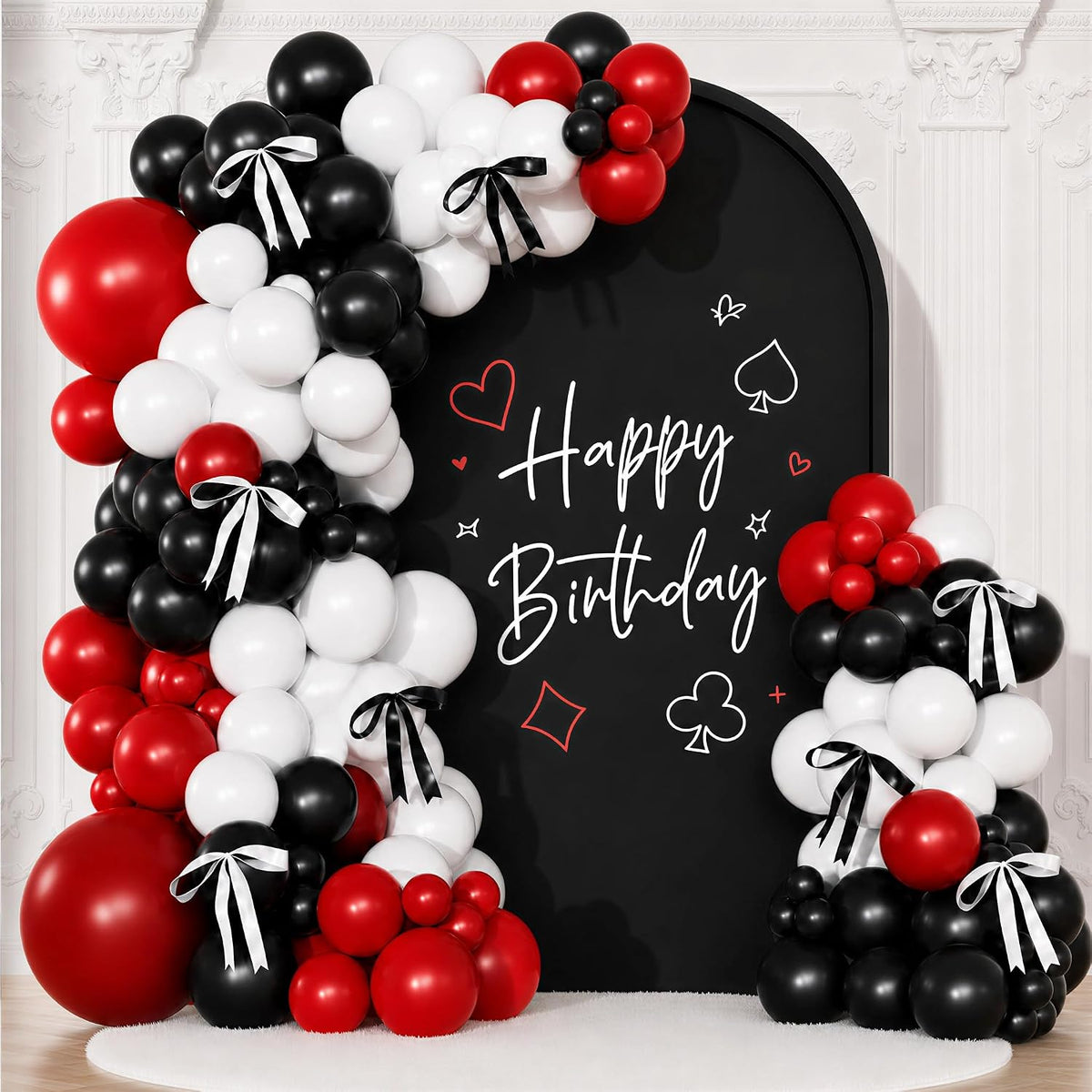 Pink Balloon Arch Kit, 145Pcs Baby Shower Birthday Decor – Fun for Kids & Family - Red Black White