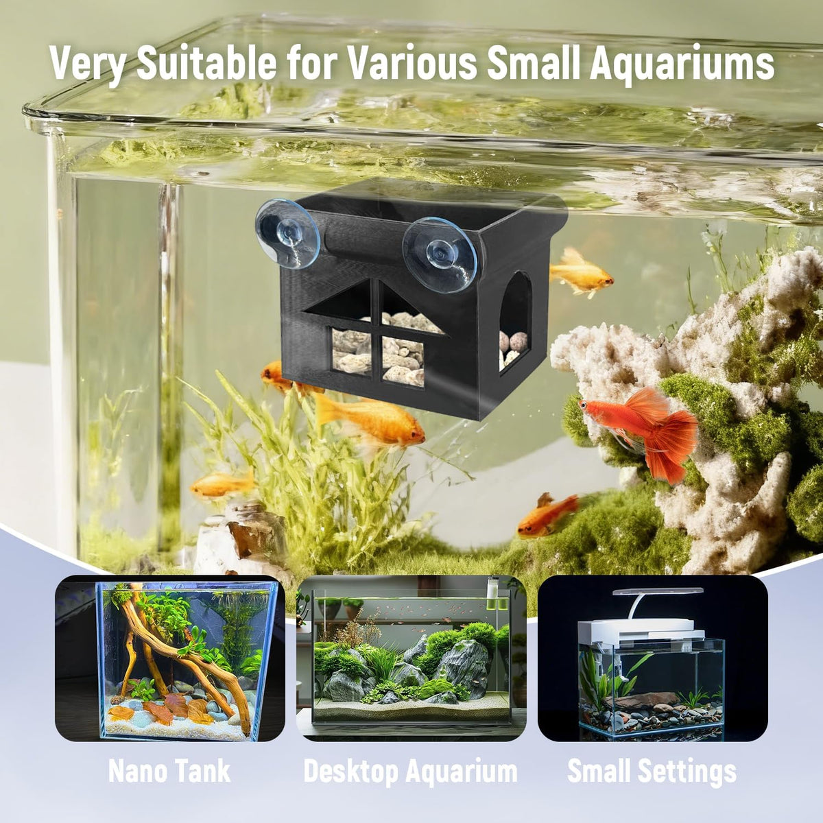 Betta Fish Hammock, White Floating Resting Leaf with Suction Cup - Black Hideout - image 4