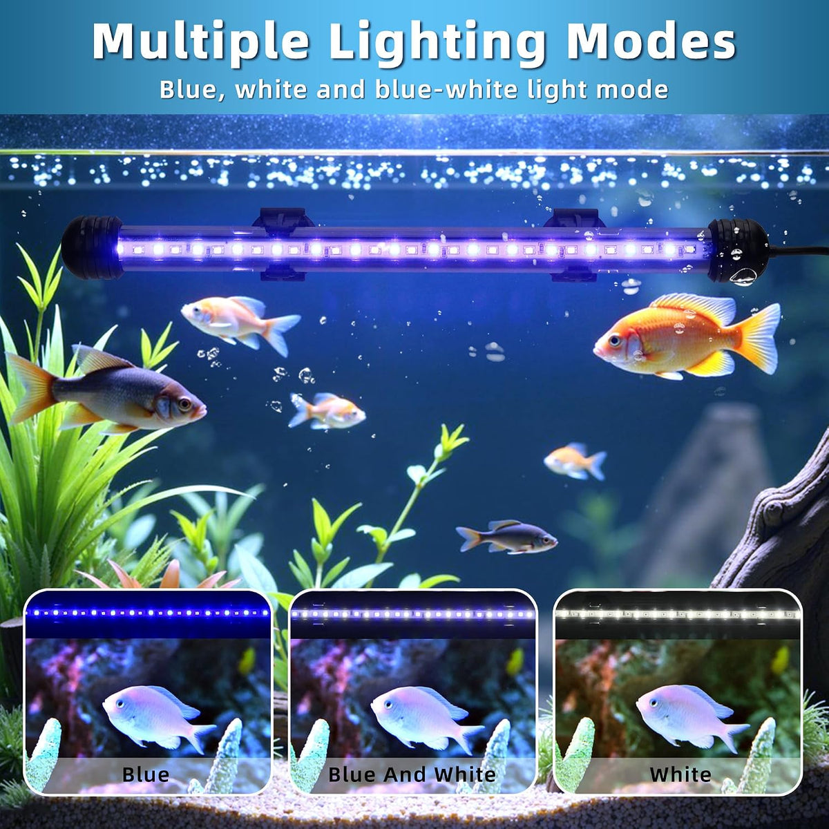 LED Submersible Aquarium Light 4W Underwater Fish Tank Light - NVL-04 (19in 10w) - image 3