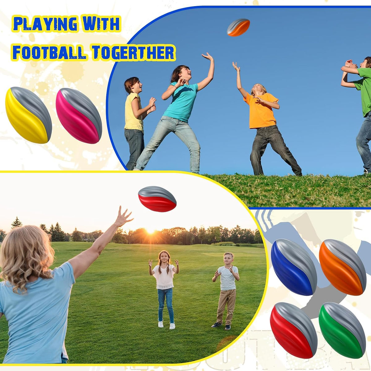 Jerify mini foam footballs for kids, 12 soft 5 inch spiral balls in 6 two-tone colors - view 23