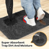 Absorbent Dog Door Mat for Muddy Paws, 60" x 24" Chenille Indoor Mats for Entryway, Trap Dirt Front Door Mat Indoor Entrance Washable Non Slip Soft