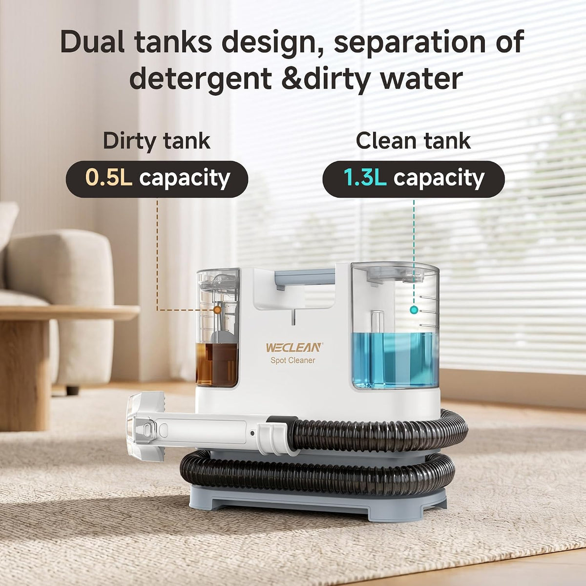 WECLEAN Carpet Cleaner Machine, Portable Spot Cleaner for Couch - White - image 2