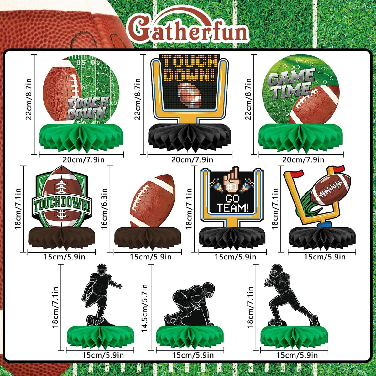 Gatherfun10PCS Football Party Decorations Football Table Centerpiece - image 2