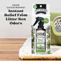 Pet-Pourri Smell Ya Litter Cat Litter Deodorizer Spray, 3.4 Fl Oz, Up to 170 Uses, Pet Odor Remover with Essential Oils for Air, Carpet, Urine, Vet Recommended, Bergamot Bamboo Scent