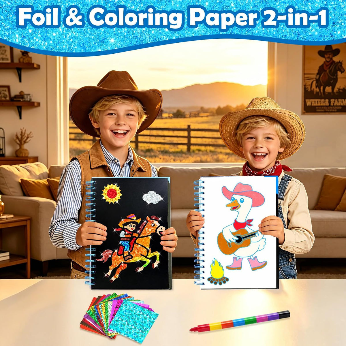 FUNNYB&G Foil Art Craft Kit for Kids - Western Adventure - image 2