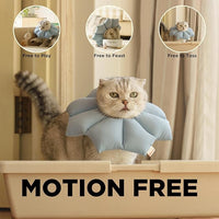 Puffy Crew Soft Cat Cone Collar, Adjustable Waterproof Recovery Collar, Lightweight Elizabethan e Collar for Cats of All Breeds (Blue, Medium, Neck Circumference 6.5"–10.5")