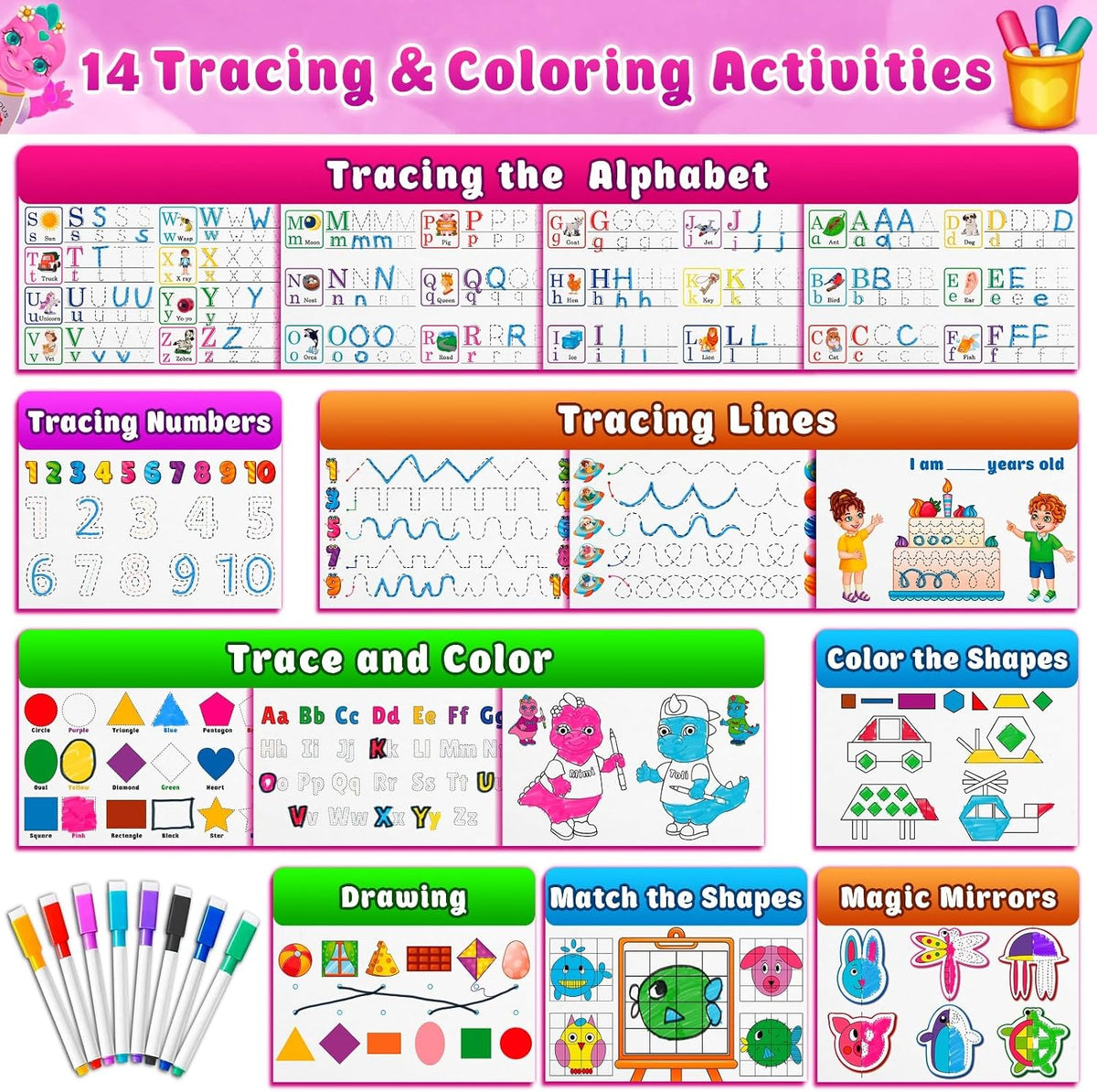 Curious 2 Learn Busy Book for Toddlers 3-5 - Pink - image 3