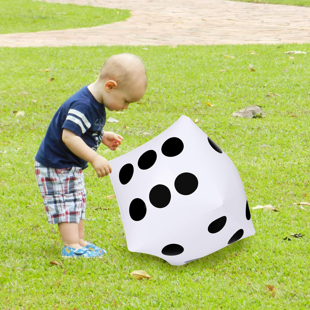 CCINEE giant inflatable dice 2 pack, white PVC with black dots, for lawn and pool games - view 4