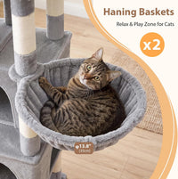 Cat Tree Tower 42'' with Condo, Indoor Scratching Post GCT005SG – Essentials for Cats - Light gray / 78.7 inch - image 4