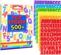 KRAFUN felt letter stickers with alphabet, numbers, stars and hearts