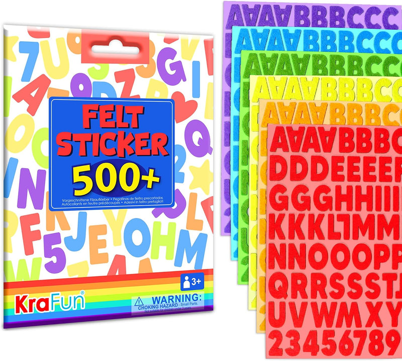 KRAFUN felt letter stickers with alphabet, numbers, stars and hearts
