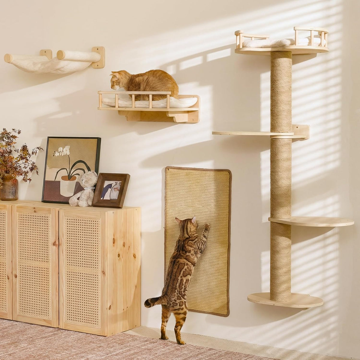 FUKUMARU Cat Wall Shelves, Beige - Beige-2 / 4-Pack Large