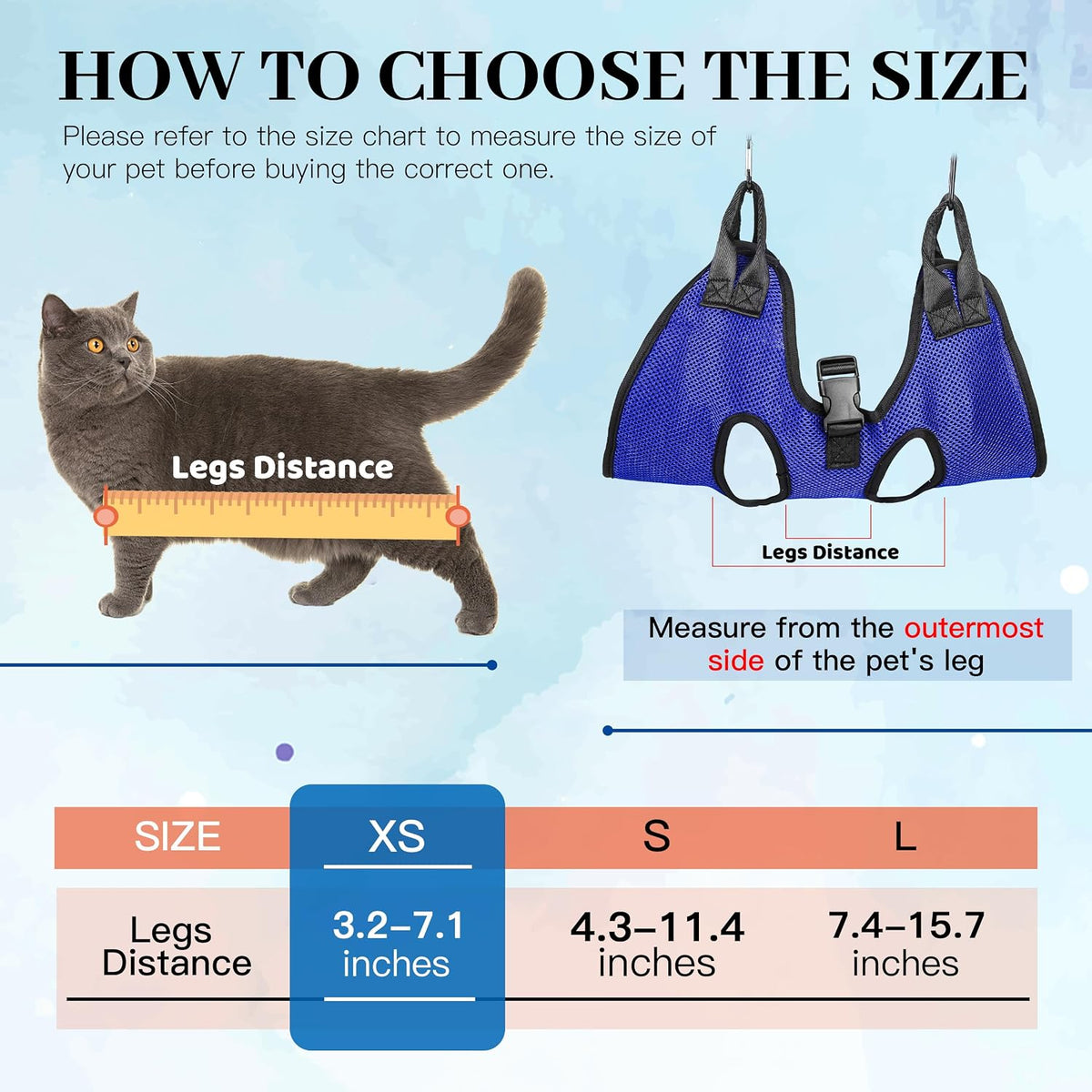 PatiencET Cat Grooming Hammock Kit – Essentials for Dogs - XS (12 LB Max) / Blue - image 3