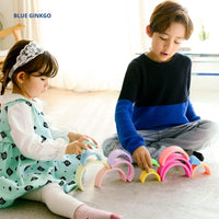 BLUE GINKGO 10-Piece Silicone Rainbow Stacker, Montessori Toy - 6 Layer - image 4