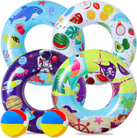 FindUWill Pool Floats Kids, Pool Swim Tubes Rings - 03- Fruit,Yellow,Blue,Purple