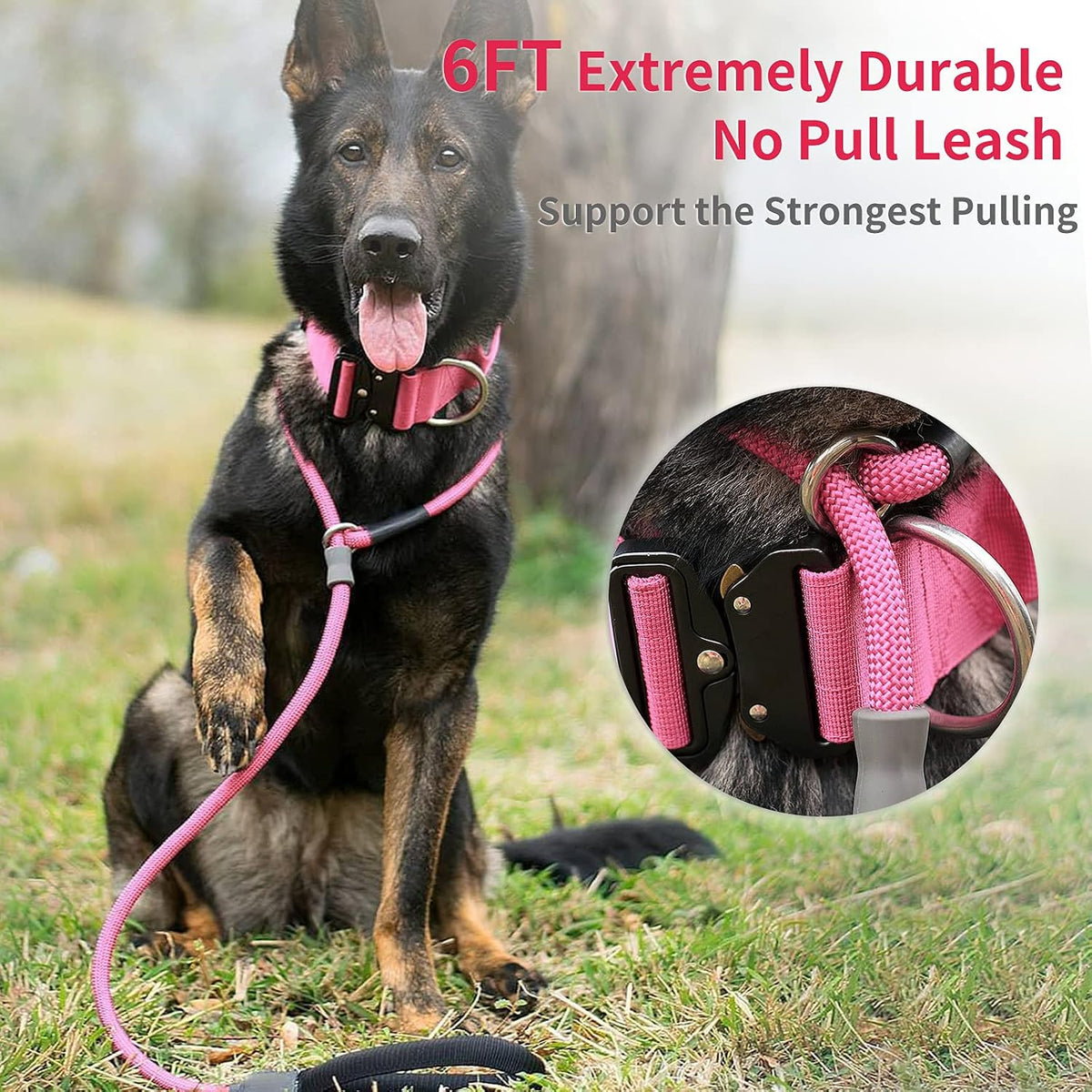 Strong Slip Rope Dog Training Leash - 1/2" x 6ft / Pink - image 2