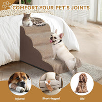 Zerbuger Dog Ramp and Stairs for Bed, Coffee 3 Steps 16" H - Coffee / 4 - image 4