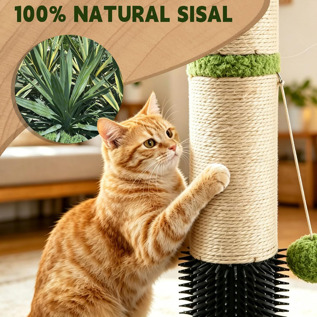 40'' Tall Sisal Cat Scratching Post - green-39.4inch - image 3