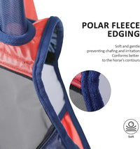 Harrison Howard Pro Luminous Horse Fly Mask Large Eye Space Half Face with Ears UV Protection for Horse Coral Orange/Navy M