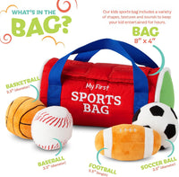 Kidaddle Kid's First Sports Bag with plush football, soccer ball and baseball toys - view 2