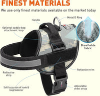 Dogline Dog Harness, Reflective No-Pull Adjustable Vest with Handle for Walking, Training, Breathable, No - Choke Harness for Small, Medium or Large Dogs Room for Patches Girth 22"-28" in Urban Camo