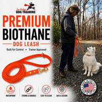 Biothane Leash, Brass, 6 ft x 5/8, Black – Essentials for Dogs - 3/4 / Orange - image 2