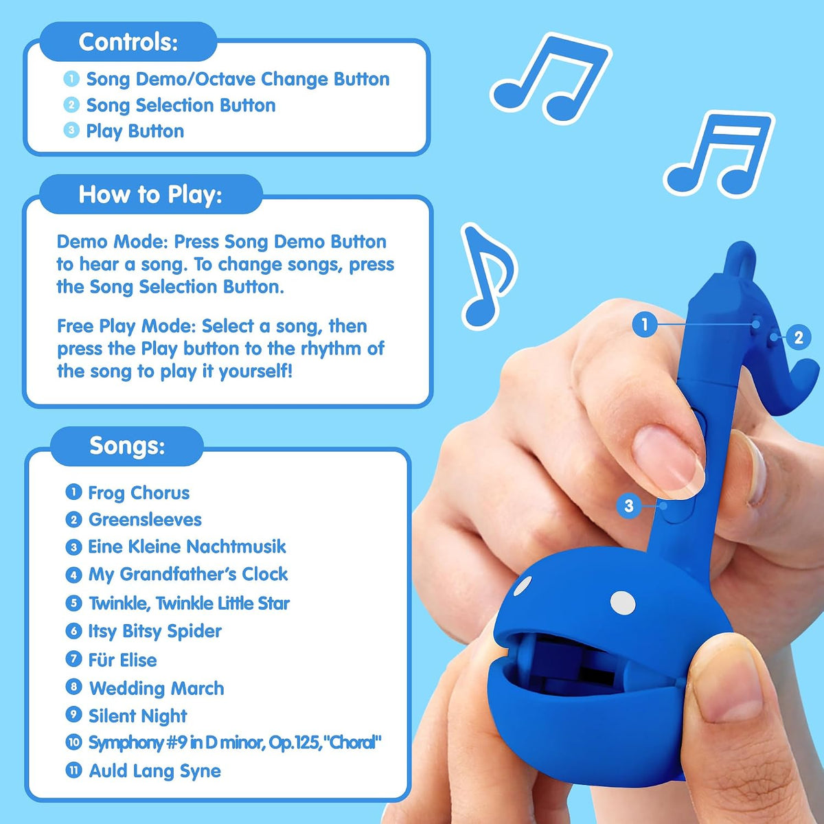 Otamatone Melody musical electronic instrument toy keychain in lime green note shape - view 12