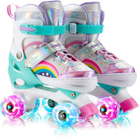 SHDSL pink rainbow light up adjustable roller skates for girls