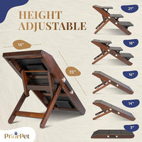 Dog Steps for Bed & Couch 2-in-1 Dog Stairs/Ramp - Height Adjustable Dog Ramp for Couch 7” - 20” - Pet Stairs, Dog Stairs for Small Dogs - Easy to Move Pet Steps with Landing Platform, Walnut