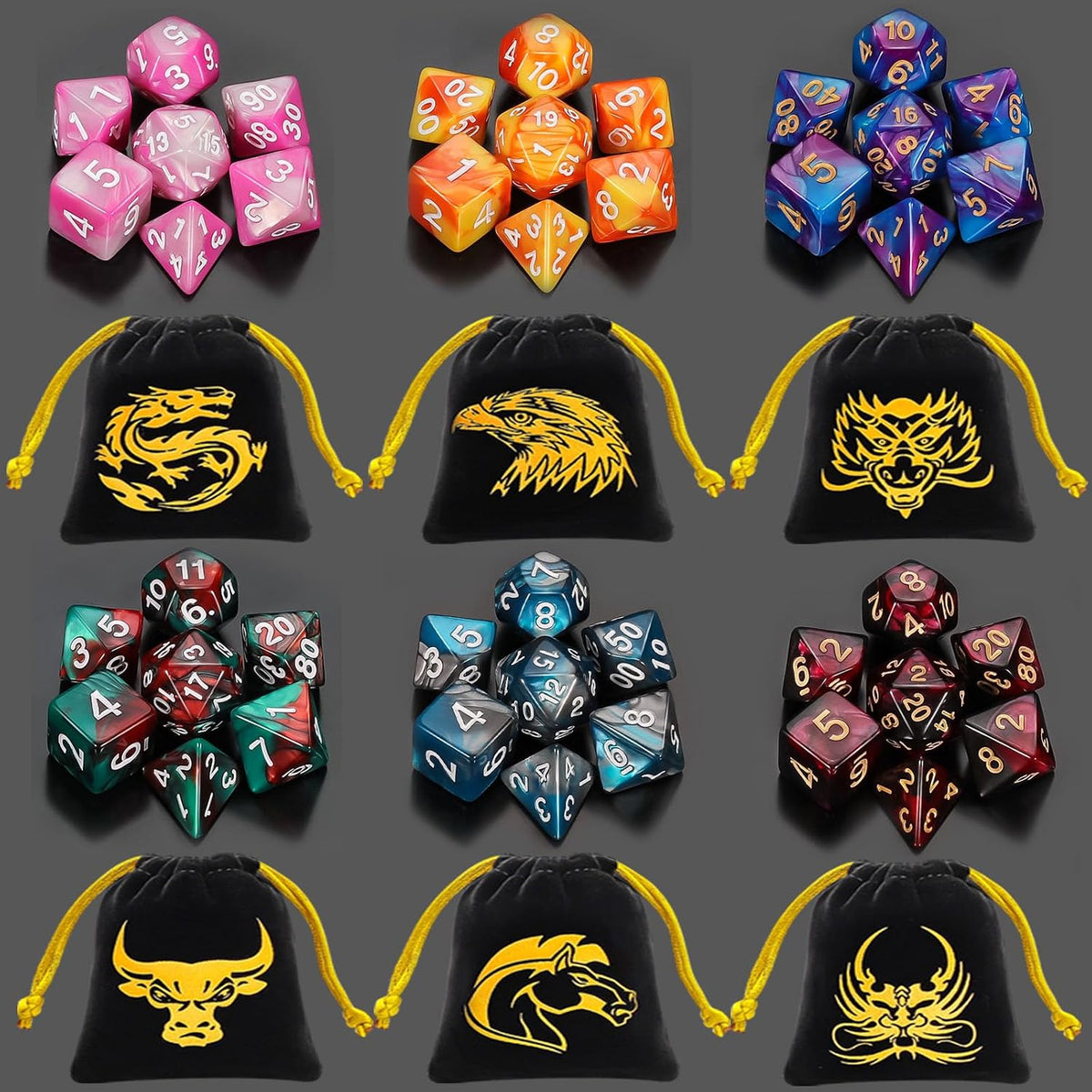 QMay 7 Sets Polyhedral Dice - 6 Colors B (42pcs) - image 3