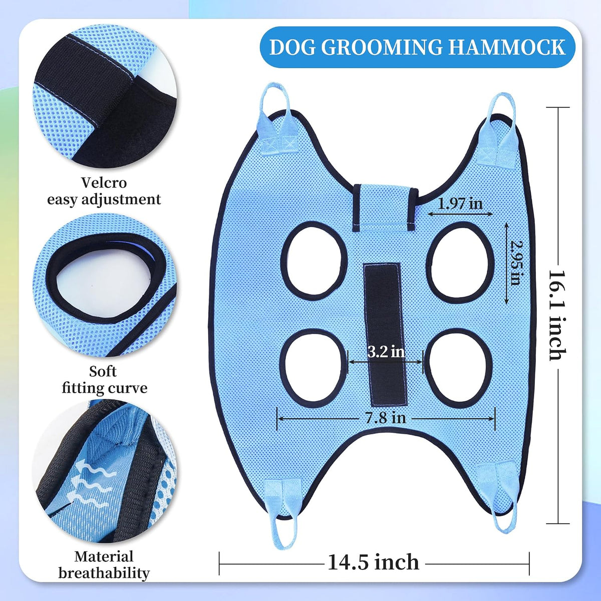 PatiencET Dog Grooming Hammock Kit – Essentials for Dogs - Cerulean / XS (12 LB Max) - image 2