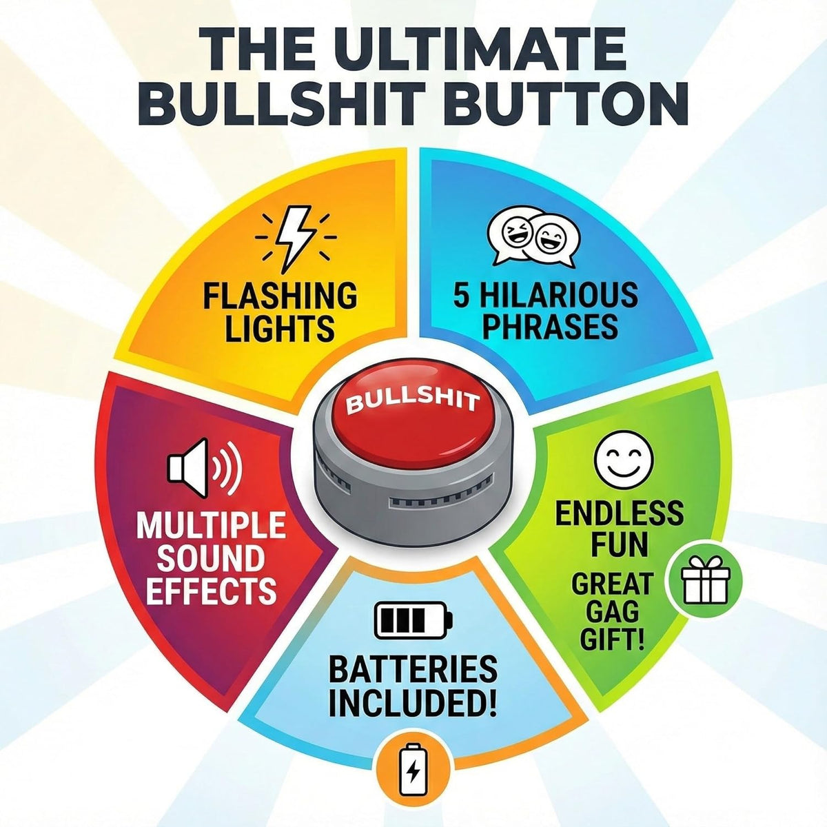 Bullshit Button – The Official Hilarious BS Button with Sound Effects & Flashing Light – Perfect - image 2