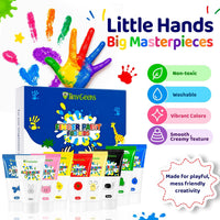 TinyGeeks finger paint for kids, 12 washable colors in squeeze tubes - view 2