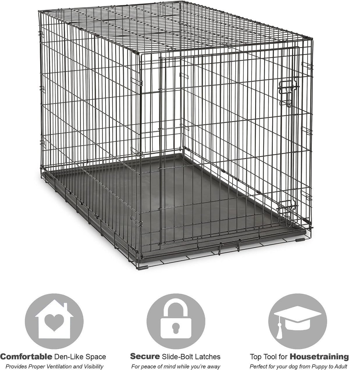 New World by Midwest 42-Inch Single Door Crate, for Large Breeds - Single Door - Black / XL (48"L) - image 3