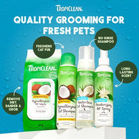 TropiClean Dog Perfume, Long Lasting Baby Powder Cologne, Deodorizing Spray for Smelly Dogs, After Bath Detangling Spray with Vitamin E, Safe for Cats, 8oz.