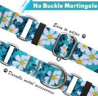 Hikiko Martingale Dog Collar Without Buckle - Green Flower / Large - image 2
