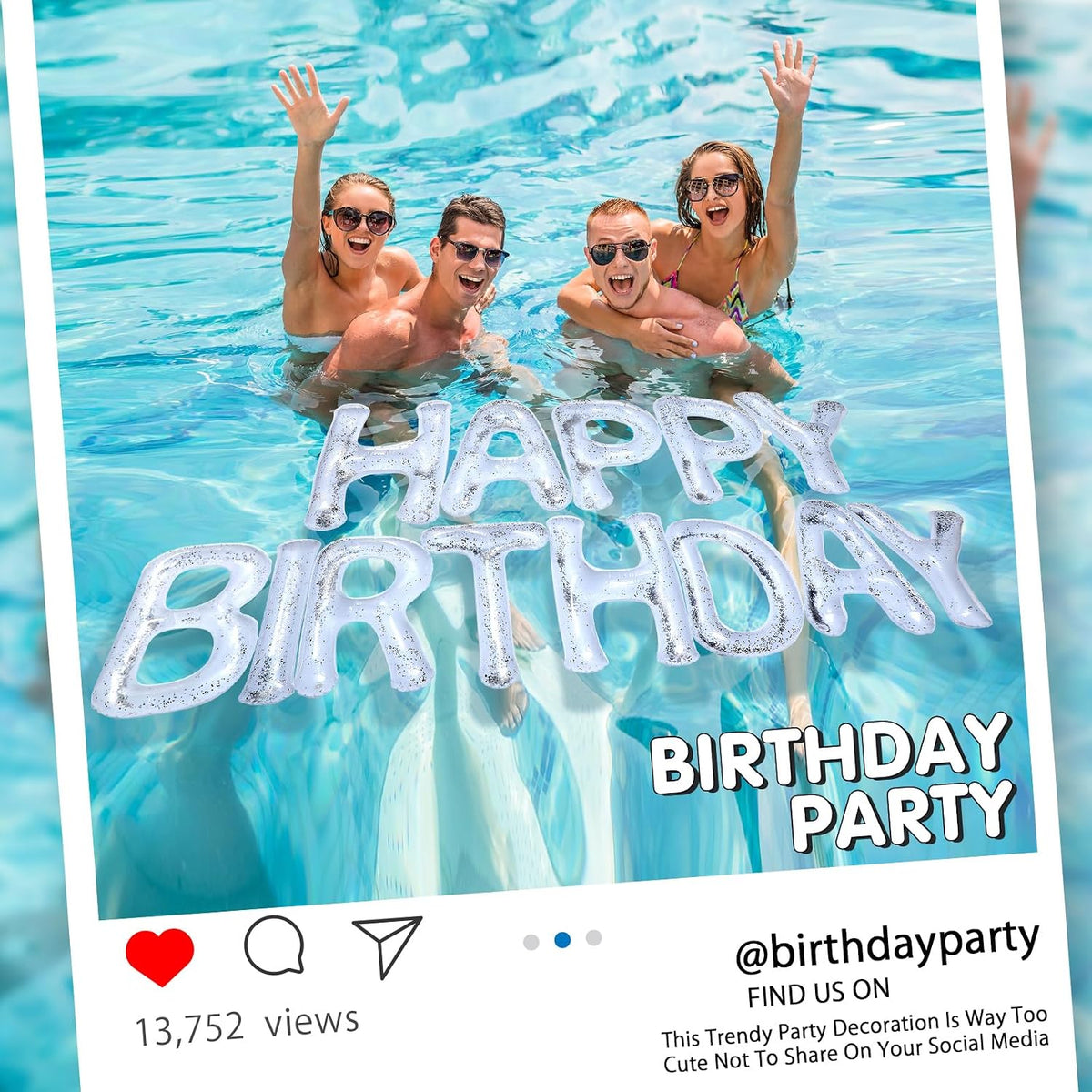 Shappy Happy Birthday Pool Floats Balloon – Fun for Kids & Family - White / 20'' / Sequins - image 3