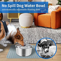 3L Large Capacity Stinless Steel Dog Water Bowl and Waterproof Silicone Dog Food Tray, Slow Down Drinking Pet Water Bowl