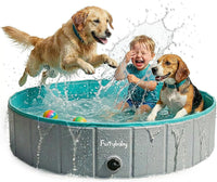 Furrybaby Foldable Dog Pool Non-Slip Hard Bath Tub Indoor Outdoor - 48*12inch / Grey,blue