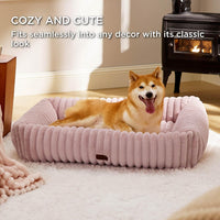Bedsure ComfyFleece Cute Dog Bed for Small Medium Dogs Washable - L(36" x27" x8") / Blush Pink - image 4