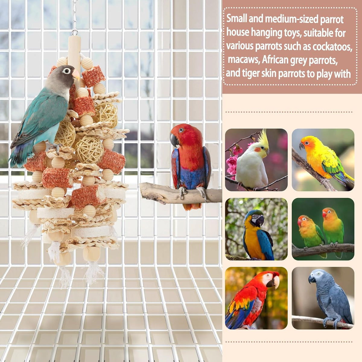 Bird Toys，17.5 Inches Parrot Toy for Chewing – Essentials for Birds - image 4